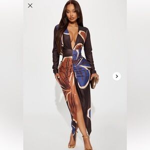 Kamille Maxi Dress - Brown/combo